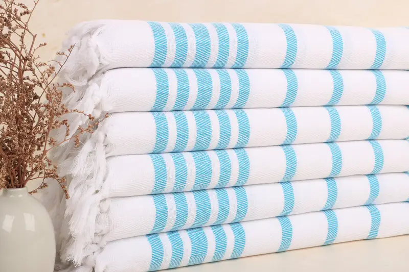 Monogram Hand Towel Embroidered Dish Towel Turquoise Chevron, 24x36 Inches