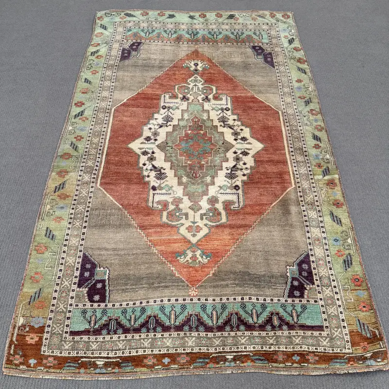 Mor, Yeşil Puantiyeli Halı, 0,4x7,7 ft Şık Dekor