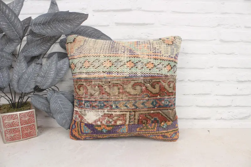 Gift Pillow, Decorative Throw Cushion, Pillow Sham, Boho Pillow Sham Cover, Home Decor Pillow, 16x16 Brown Pillow, Outdoor Pillow Cover - 1