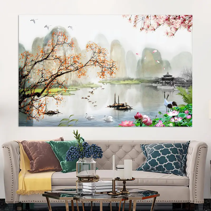 モダンサムライ桜プリントガラス: トレンディな日本の風景デザイン