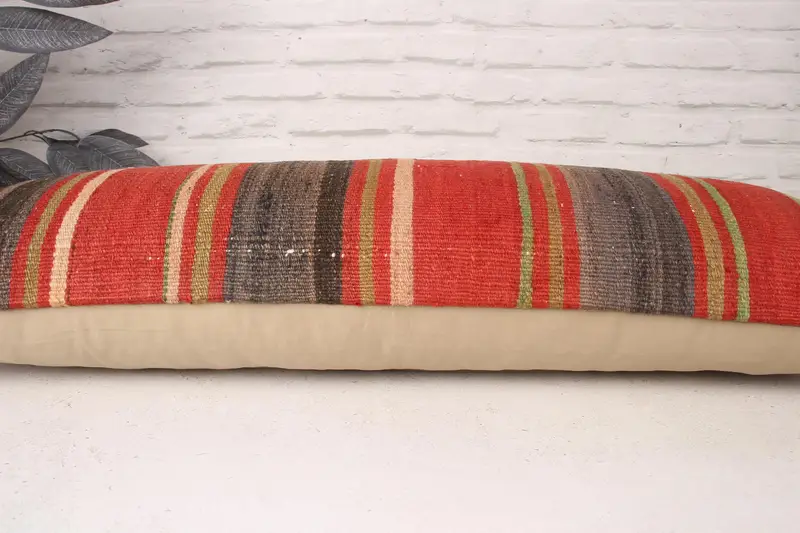 Pillow for Couch, 12x36 Red Pillow Sham, Ikat Pillow Cover, Kilim Pillow Cover, Decorative Throw Pillow Case, Cushion Case, Handmade Kilim Cushion - 5