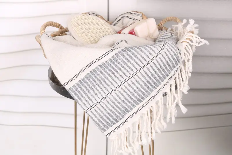 70x40 Linen Striped Towel, Family Gift, Personalized Wedding Gift, Bachelorette Party Gift, Turkish towel, Cute Beach Towel, Wedding Hand Made Gift - 2