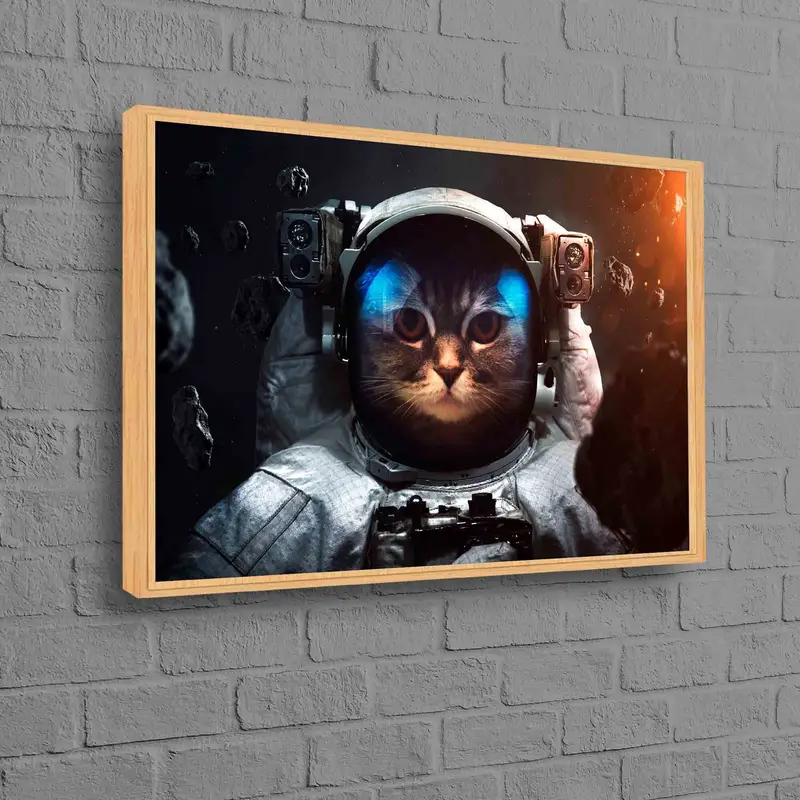 Abstract Astronaut Cat Canvas: Modern Space Art Print