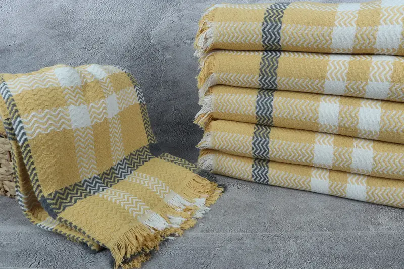 90x80 Cotton Striped Towel, Wedding Favors, Turkish Blanket, Bridesmaid Gift, Monogram Blanket, Decorative Bedspread, Gift For Wedding Day - 3