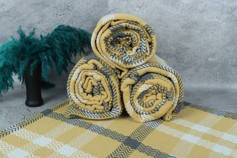 90x80 Cotton Striped Towel, Wedding Favors, Turkish Blanket, Bridesmaid Gift, Monogram Blanket, Decorative Bedspread, Gift For Wedding Day - 7