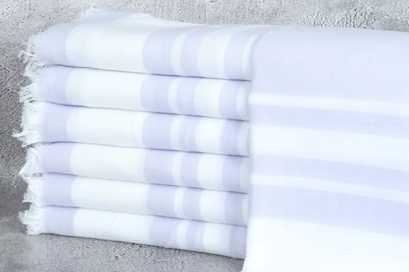 Turkish Beach Towel Lilac Striped, 36x67 Inches