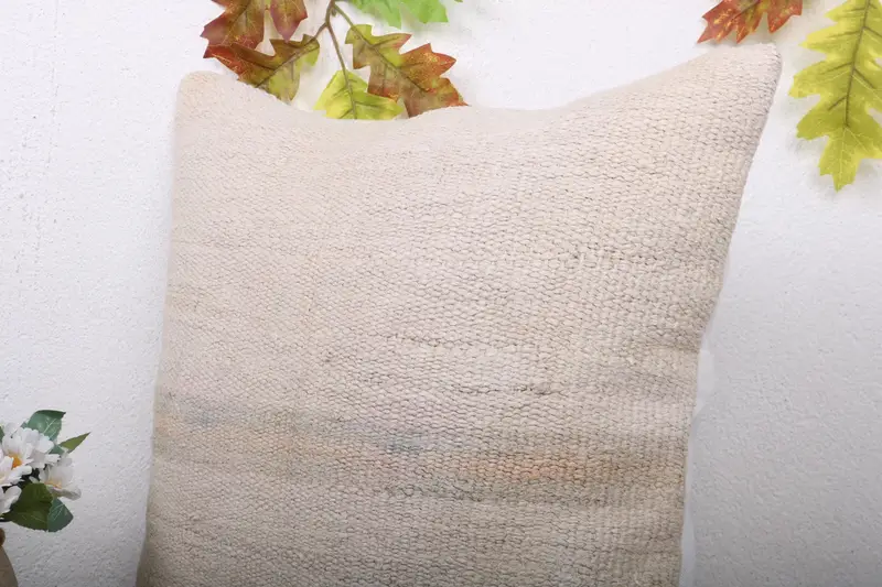 Pillow Case, Traditional Cushion Case, Toss Pillow Cover, Antique Pillows, Home Decor Pillow, 18x18 White Pillow Cover, Handmade Kilim Cushion - 5