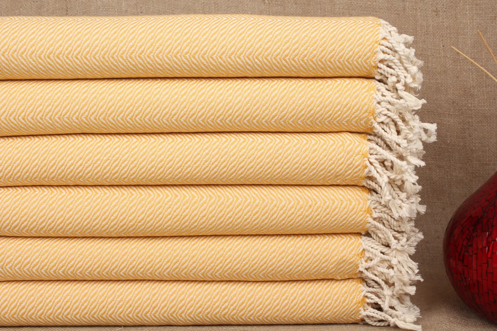 Bridesmaid Gift Monogrammed Mustard Chevron Beach Towel, 40x71 Inches - 1