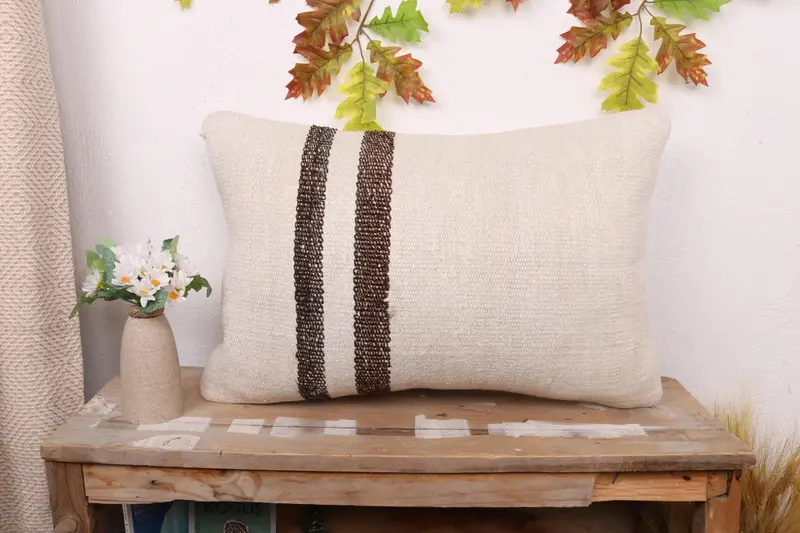 Boho Pillow Sham Cover, Interior Designer Pillow, Cushion, 16x24 White Cushion Case, Gift Pillow, Square Throw Pillow Sham - 1