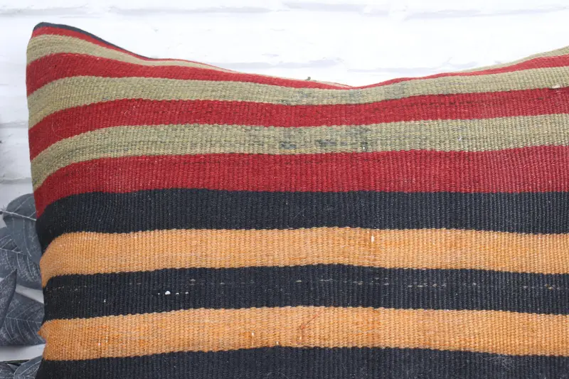 Cushion Cover, Throw Kilim Pillow, Kilim Pillow, Ethnic Throw Pillow Sham, 24x24 Orange Cushion Case, Handmade Kilim Cushion, Garden Pillow Cover - 2