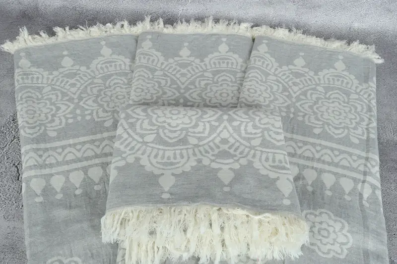 Quick-dry travel peshtemal towel, 74x36 Cotton Floral Patterned Towel, Grandma Gift, Turkish towel, Bridesmaid Gift, Organic Turkish towel - 5