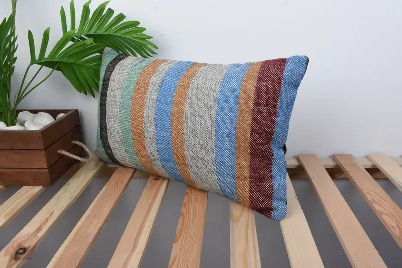 Antique Pillows, Cushion Case, Chair Pillow Case, 12x20 Blue Cushion Cover, Rustic Cushion, Pillow for Couch, Interior Designer Pillow - 5