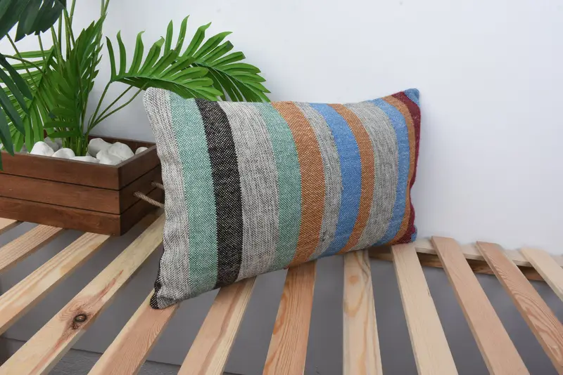 Antique Pillows, Cushion Case, Chair Pillow Case, 12x20 Blue Cushion Cover, Rustic Cushion, Pillow for Couch, Interior Designer Pillow - 4