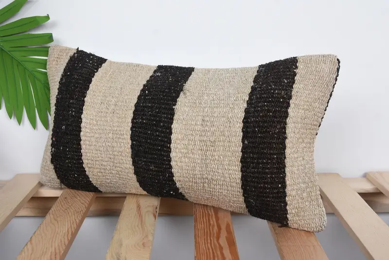 Outdoor Throw Cushion, Art Deco Cushion Cover, Kilim Cushion Sham, Kilim Pillow, 8x16 Beige Cushion Case, Pillow Cover, Turkish Pillow - 5