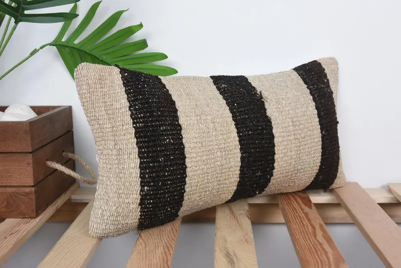 Outdoor Throw Cushion, Art Deco Cushion Cover, Kilim Cushion Sham, Kilim Pillow, 8x16 Beige Cushion Case, Pillow Cover, Turkish Pillow - 4