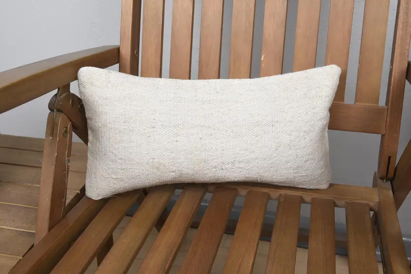 Antique Pillows, Turkish Kilim Pillow, Cushion, Kilim Cushion Sham, Chair Cushion Cover, 8x16 Beige Cushion Case, Authentic Cushion Case - 1