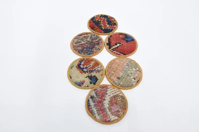 Bohemian Round Coasters, Red and Bronze Coaster Set
