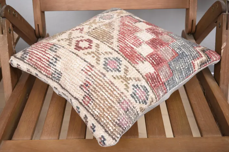 Ikat Pillow, Indoor Pillow Sham, Home Decor Pillow, 14x14 Blue Pillow Case, Decorative Bolster Cushion, Boho Pillow, Cushion Case, Vintage Pillow - 4