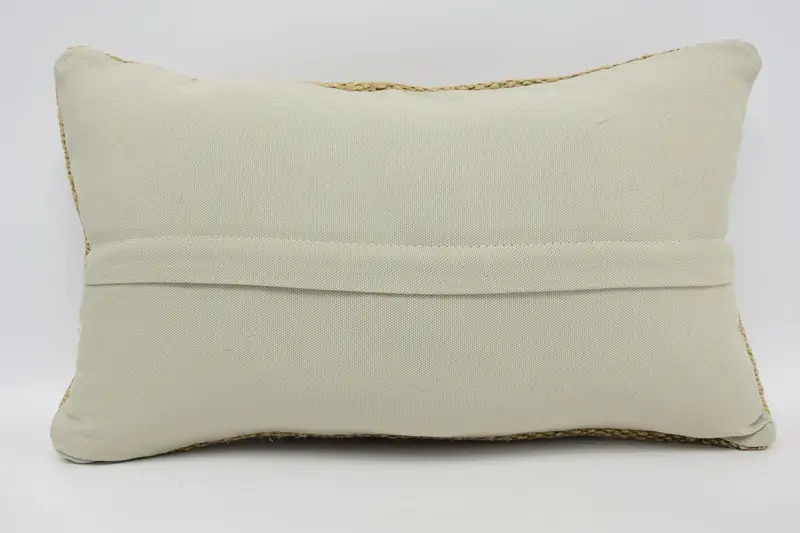 Tapestry Cushion Case, 12x20 Beige Pillow Sham, Boho Pillow Sham Cover, Pillow Sham, Handmade Kilim Cushion, Interior Designer Pillow - 6