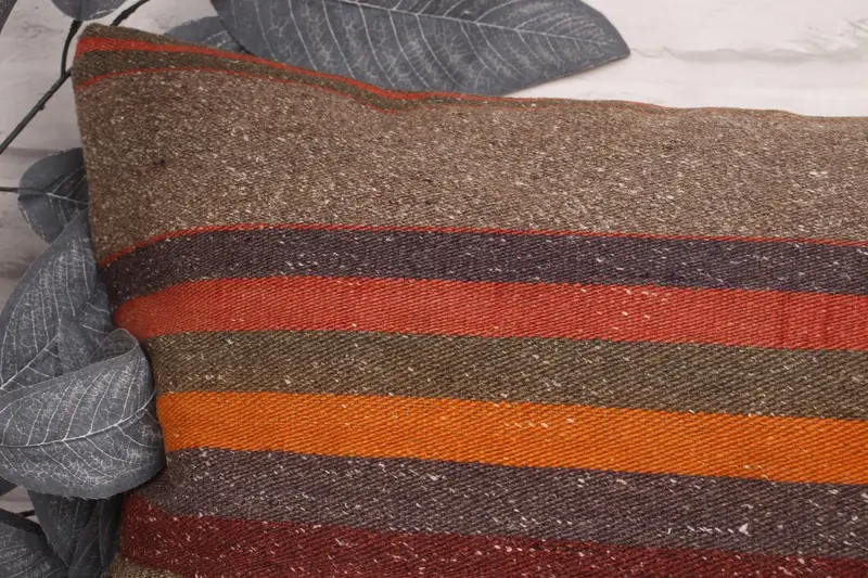 Vintage Pillow, Pillow for Sofa, Kilim Pillow, 16x24 Brown Pillow Sham, Handmade Throw Pillow Sham, Cozy Throw Pillow Cover, Pillow - 2