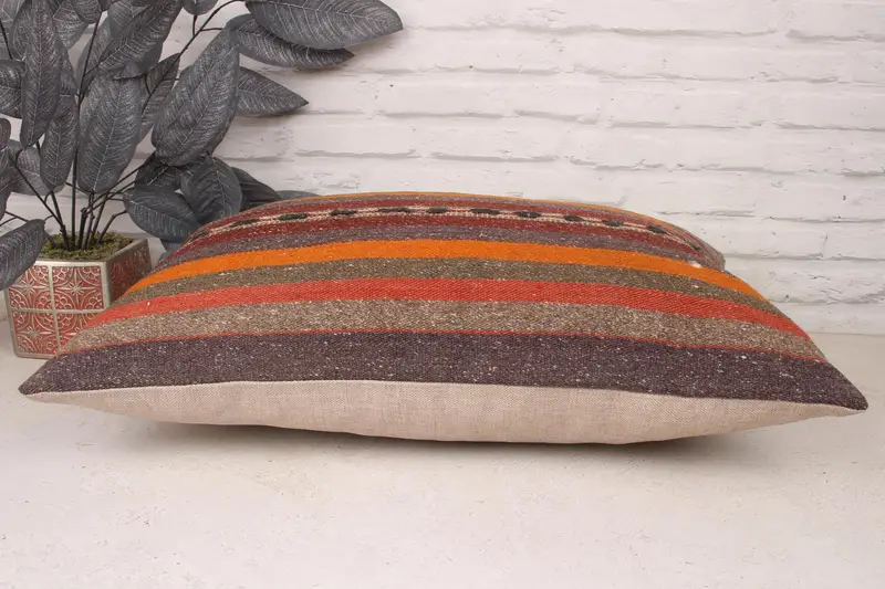 Vintage Pillow, Pillow for Sofa, Kilim Pillow, 16x24 Brown Pillow Sham, Handmade Throw Pillow Sham, Cozy Throw Pillow Cover, Pillow - 5