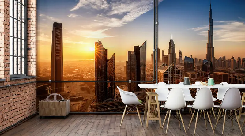 View Wall Print, Sunset Landscape Wall Paper, Landscape Wall Paper, City Wall Poster, Sky Landscape Wall Decor, Landmark Wall Painting, - 1