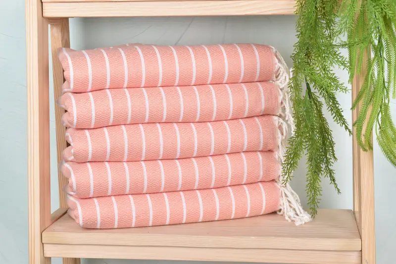 Striped Towel Organic Cotton Beige, 40x71 Inches