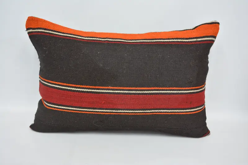 Home Decor Pillow, Turkish Rugs Pillow Case, Ethnical Kilim Rug Pillow, Hippie Throw Pillow, Gift Pillow, Cushion, 16x24 Brown Pillow Sham - 1