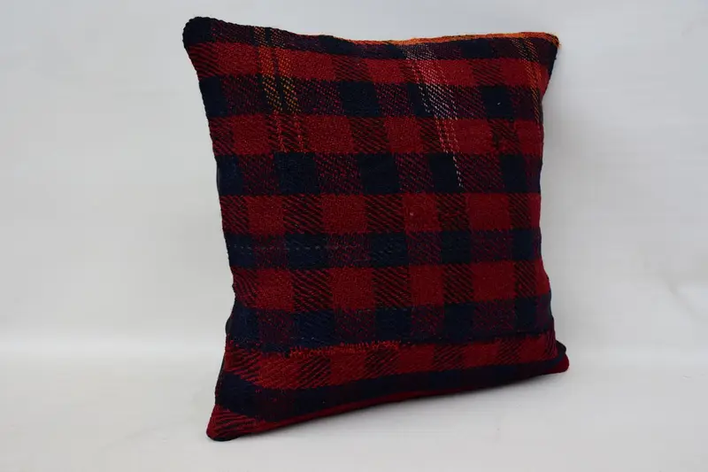 16x16 Blue Pillow Case, Ethnical Kilim Rug Pillow, Boho Pillow, Cushion Case, Tribal Cushion, Gift Pillow, Morroccon Kilim Cushion Pillow Cover - 2