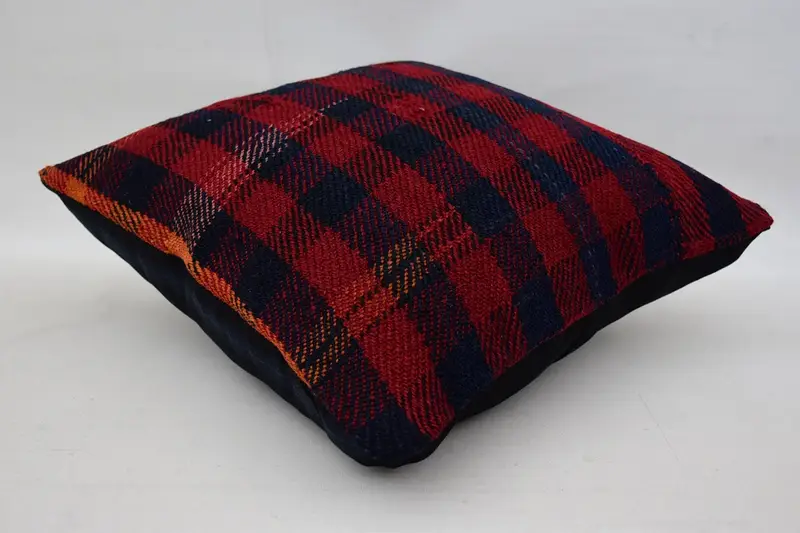 16x16 Blue Pillow Case, Ethnical Kilim Rug Pillow, Boho Pillow, Cushion Case, Tribal Cushion, Gift Pillow, Morroccon Kilim Cushion Pillow Cover - 6