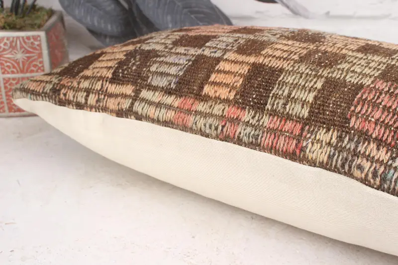 Pillow for Sofa, Home Decor Pillow, Retro Cushion, 12x20 Brown Cushion Case, Kilim Pillow, Pillow, Vintage Kilim Pillow Pillow Sham - 7