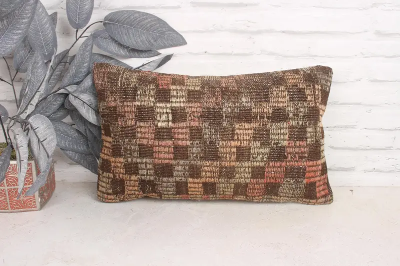 Pillow for Sofa, Home Decor Pillow, Retro Cushion, 12x20 Brown Cushion Case, Kilim Pillow, Pillow, Vintage Kilim Pillow Pillow Sham - 1