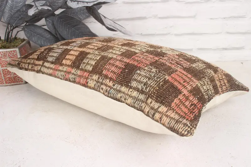 Pillow for Sofa, Home Decor Pillow, Retro Cushion, 12x20 Brown Cushion Case, Kilim Pillow, Pillow, Vintage Kilim Pillow Pillow Sham - 6