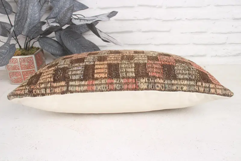 Pillow for Sofa, Home Decor Pillow, Retro Cushion, 12x20 Brown Cushion Case, Kilim Pillow, Pillow, Vintage Kilim Pillow Pillow Sham - 5
