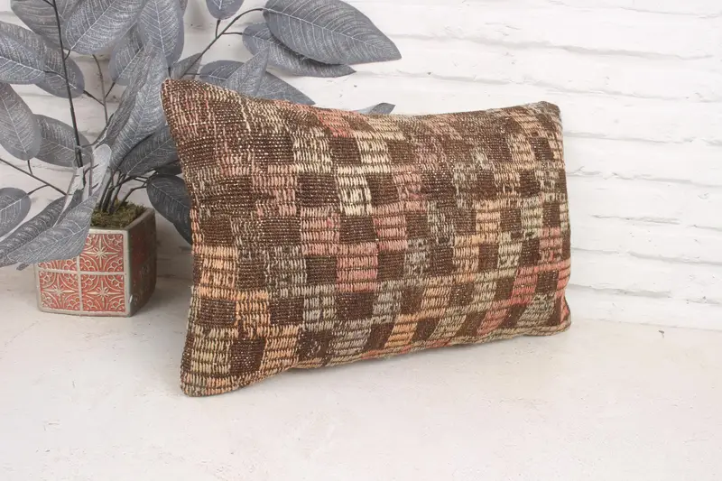 Pillow for Sofa, Home Decor Pillow, Retro Cushion, 12x20 Brown Cushion Case, Kilim Pillow, Pillow, Vintage Kilim Pillow Pillow Sham - 3