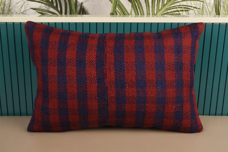 Blue Turkish Pillowcase, Gift 40x60 cm Cushion Case, Striped Sunroom Cushion Cover - 1