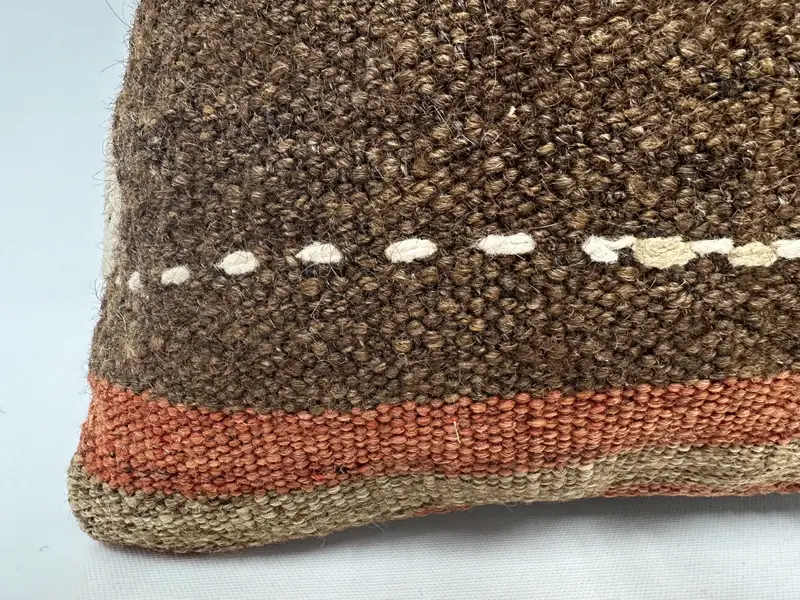 Yastık örtüsü, Kilim Yastığı, Vintage Kilim atma Yastığı, Kanepe Yastığı, Kilim Yastığı Kapağı, Türk Halılar Yastık Kapağı, 12x12 Kahverengi Yastık Örtüsü - 2