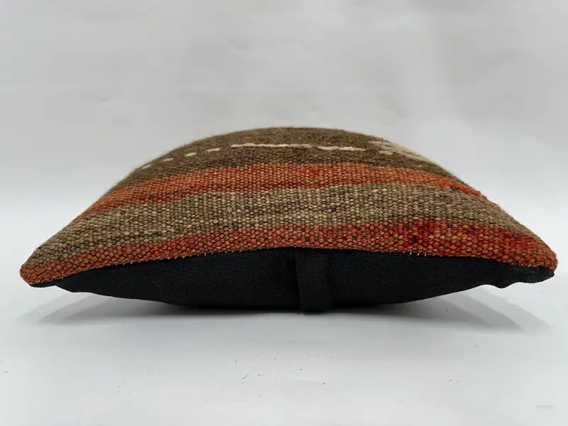 Yastık örtüsü, Kilim Yastığı, Vintage Kilim atma Yastığı, Kanepe Yastığı, Kilim Yastığı Kapağı, Türk Halılar Yastık Kapağı, 12x12 Kahverengi Yastık Örtüsü - 5