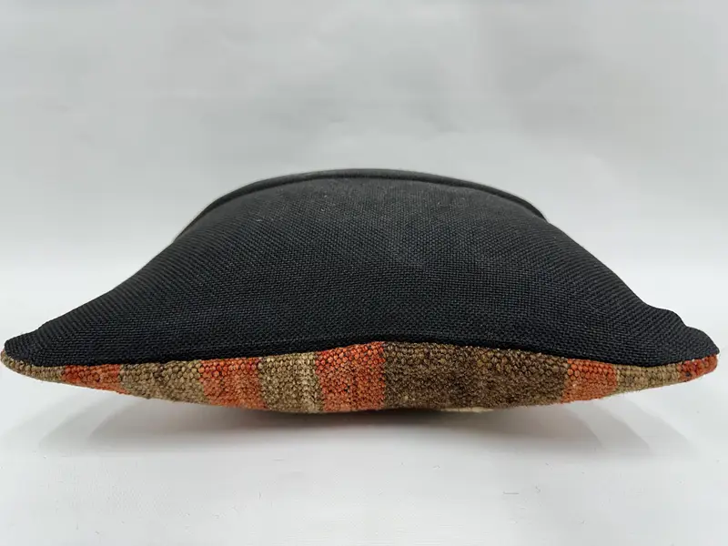 Yastık örtüsü, Kilim Yastığı, Vintage Kilim atma Yastığı, Kanepe Yastığı, Kilim Yastığı Kapağı, Türk Halılar Yastık Kapağı, 12x12 Kahverengi Yastık Örtüsü - 7