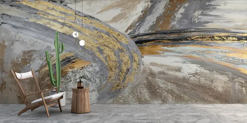 Elegante Tapete mit Gold- und Silberdruck: Modernes, luxuriöses Marmordesign