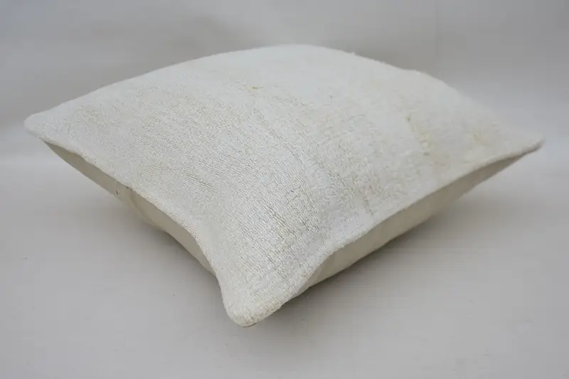 16x16 White Cushion, Neutral Throw Cushion, Boho Pillow, Kilim Pillow Cover, Cushion Case, Handmade Kilim Cushion, Handmade Rug Seat Cushion Cover - 6