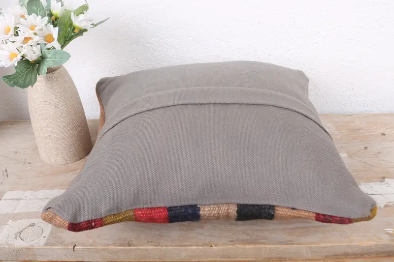 Accent Throw Cushion Cover, Office Chair Pillow Case, Boho Pillow Sham Cover, Kilim Pillow, Pillow, 12x12 Red Pillow Case, Throw Kilim Pillow - 7