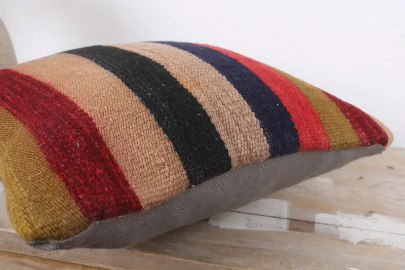 Accent Throw Cushion Cover, Office Chair Pillow Case, Boho Pillow Sham Cover, Kilim Pillow, Pillow, 12x12 Red Pillow Case, Throw Kilim Pillow - 6