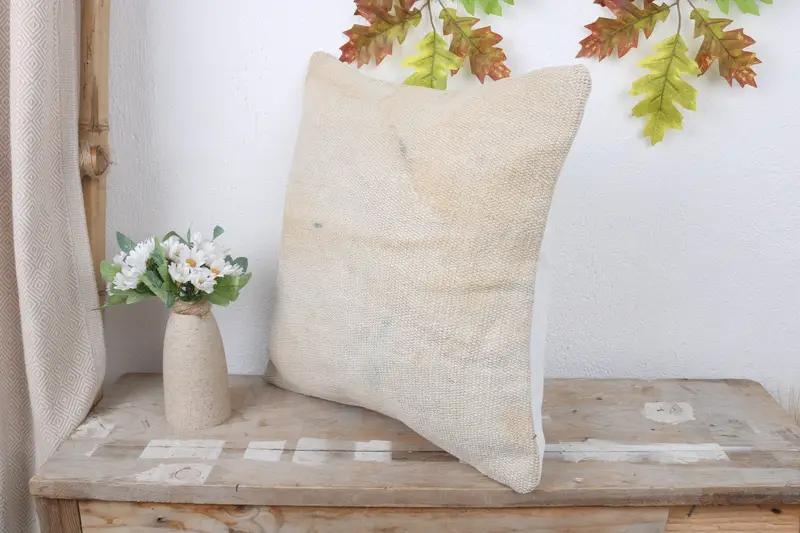 Pillow Cover, Muted Pillow, Vintage Kilim Pillow, 16x16 White Pillow Sham, Retro Pillow Sham, Pillow for Couch, Antique Pillows - 4