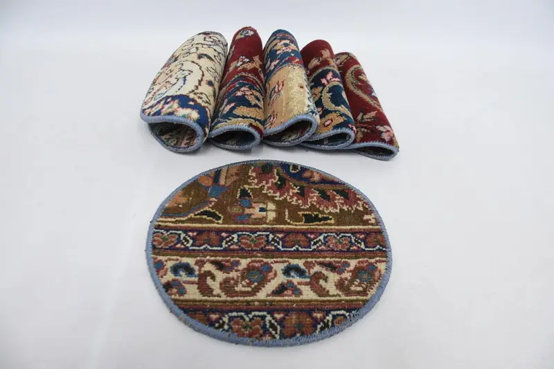 ボヘミアン レッド & ブロンズ サークル プレースマット、コットン & ウール プレースマット