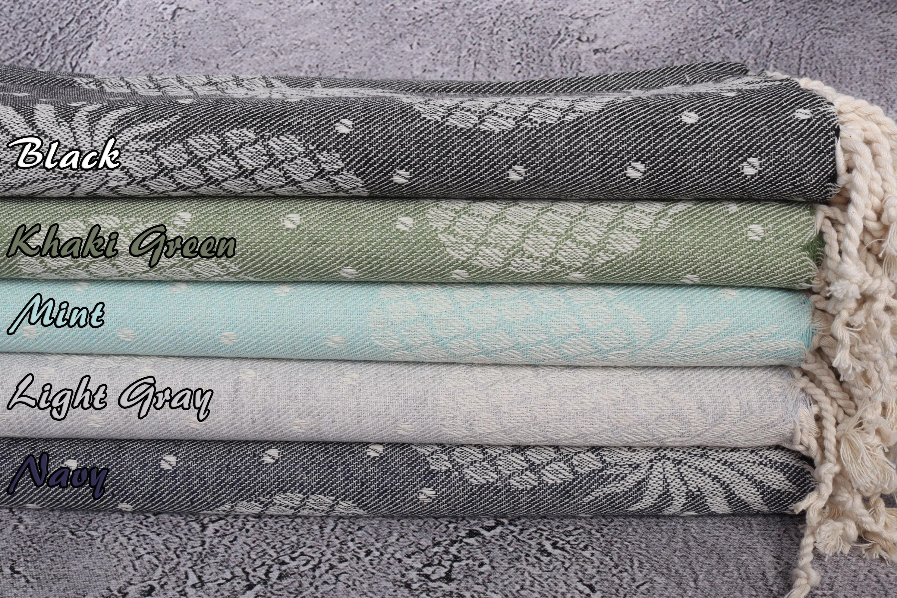 Beach Towel Organic Cotton Beige Pineapple Design, 40x79 Inches - 1