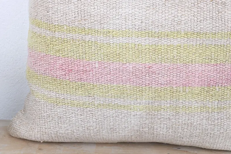 Throw Kilim Pillow, Cushion Cover, Sustainable Cushion, Ikat Pillow Cover, Kilim Pillow Cover, Ethnical Kilim Rug Pillow, 24x24 White Cushion Case - 3