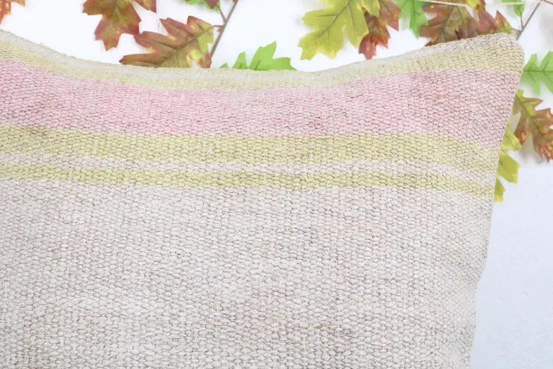 Throw Kilim Pillow, Cushion Cover, Sustainable Cushion, Ikat Pillow Cover, Kilim Pillow Cover, Ethnical Kilim Rug Pillow, 24x24 White Cushion Case - 6