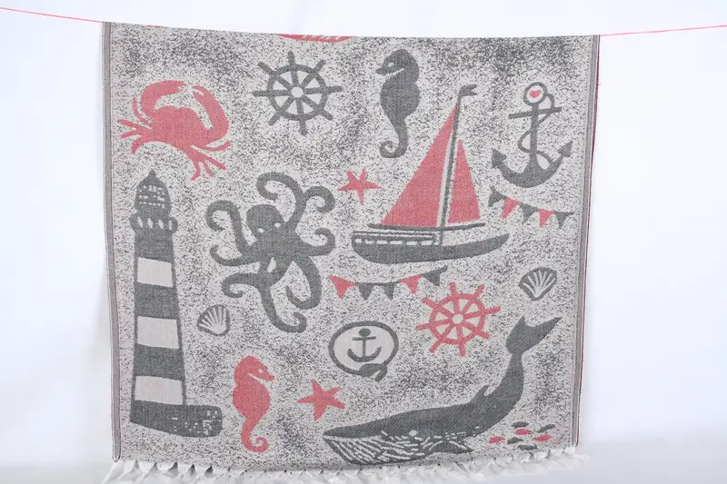 Summer Gift, 70x40 Cotton Lighthouse Patterned Towel, Bachelor Bachelorette Party Favors, Personalized Wedding Gift, Bachelor Party Favors - 1