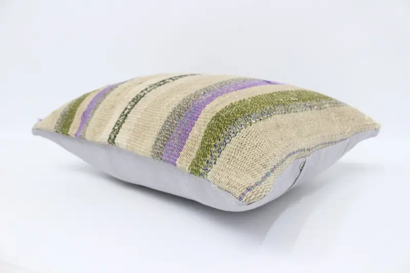Kilim Cushion Sham, 16x24 Purple Cushion Case, Vintage Kilim Throw Pillow, Tribal Cushion Case, Pillow for Couch, Pillow Sham - 6